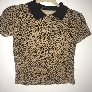 Brandy Leopard print collared button up